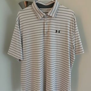 Under Armour UA - Men's Polo Shirt - White and Grey (XL)